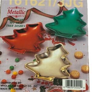 VTG Metallic Stacking Christmas Tree Dishes Candy Nuts Holiday Gold Retro NEW!!